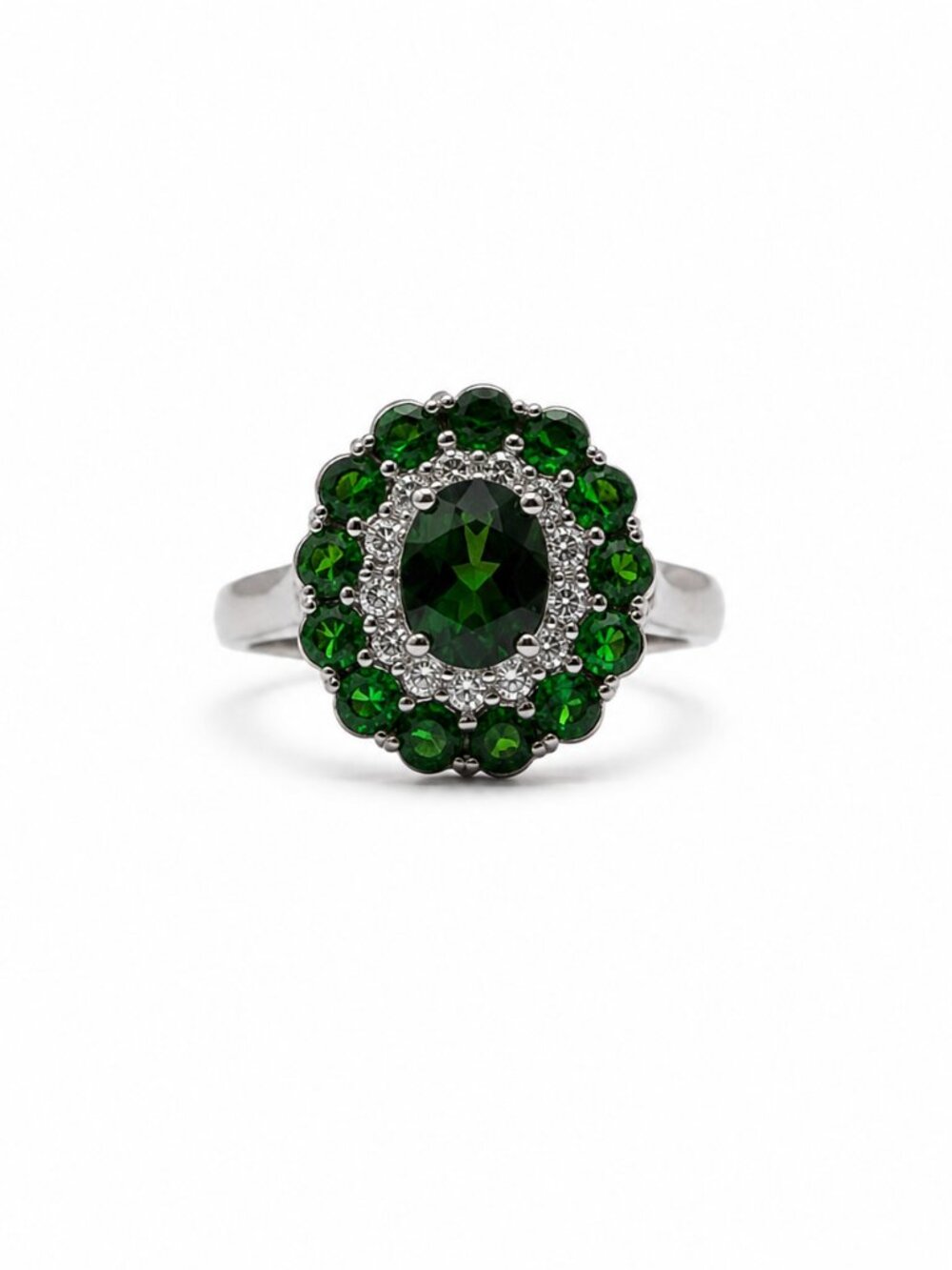 Natural Chrome Diopside 925 Sterling Silver Ring – Size 6.75